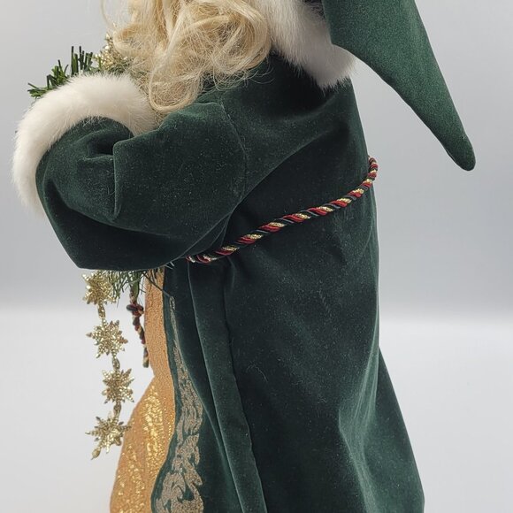Old World 15" Santa Tree Topper Green Gold Robe with Wreath - Picture 4 of 11
